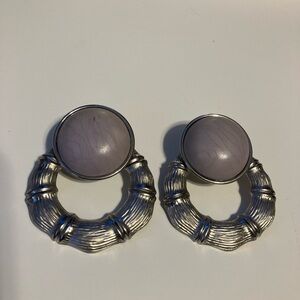 Silver vintage and natural stone stuffed earrings